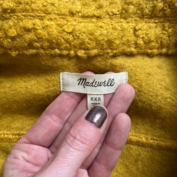 *Madewell* Mustard Yellow Bouclé Bomber | Yellow Teddy Jacket | XXS | Oversized - Picture 15 of 15